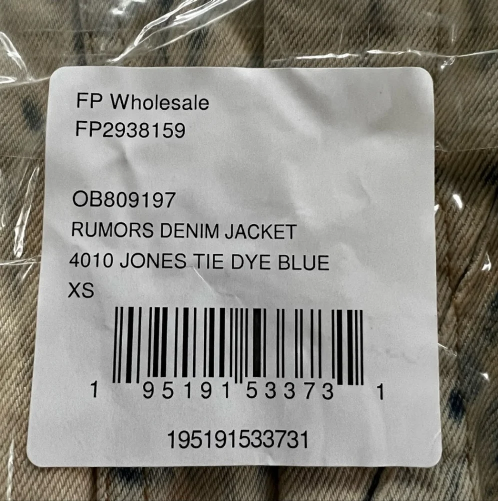 FREE PEOPLE Rumors Tie Dye Unique Semi-cropped Denim Jacket NWT XS - Picture 11 of 12